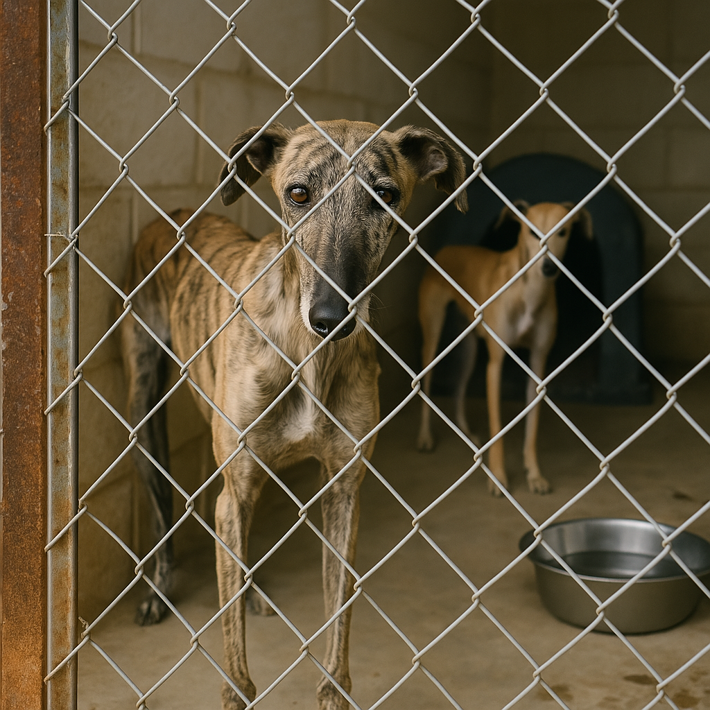 Galgos en el chenil